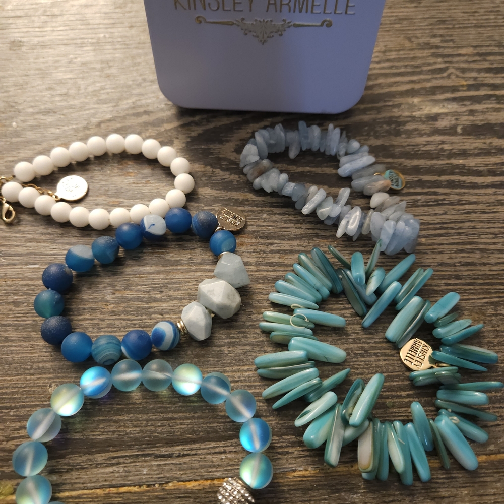 Kinsley Armelle Teal & Blue Beaded Bracelet Set - Women Jewelry